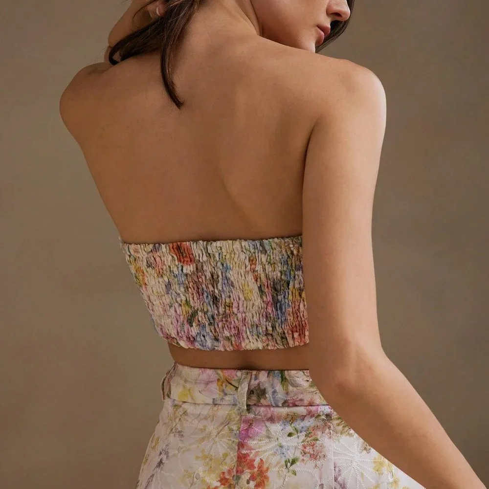 White Boho Women's French Pattern Off-Shoulder Lace Button-Up Casual Top - Picture 3 of 7